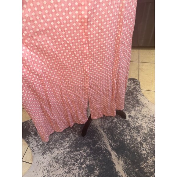 Anvita XL Pink White Polka Dot L/S Button Maxi Dress Peasent Cottage Country - Picture 10 of 11